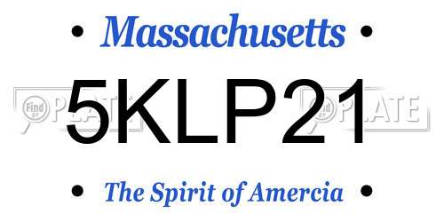 5KLP21 Massachusetts License Plate