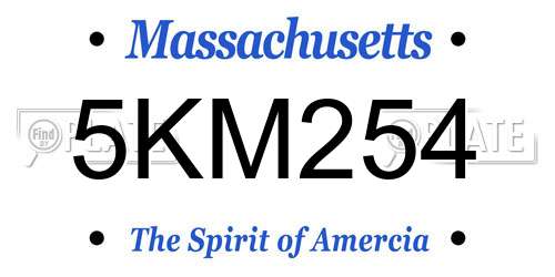 5KM254 Massachusetts License Plate