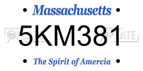 5KM381 Massachusetts License Plate