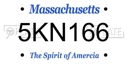 5KN166 Massachusetts License Plate
