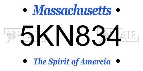 5KN834 Massachusetts License Plate