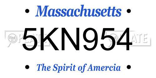 5KN954 Massachusetts License Plate