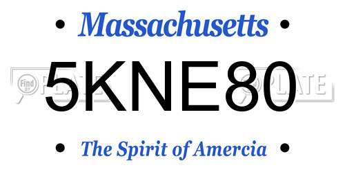5KNE80 Massachusetts License Plate