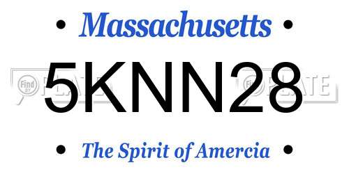 5KNN28 Massachusetts License Plate