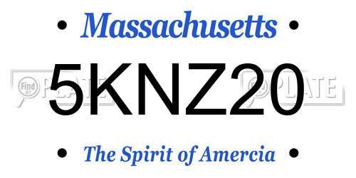 5KNZ20 Massachusetts License Plate