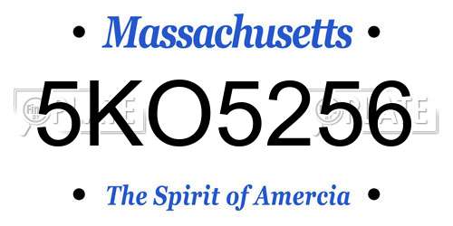 5KO5256 Massachusetts License Plate