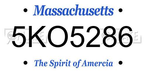 5KO5286 Massachusetts License Plate