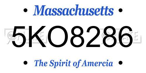 5KO8286 Massachusetts License Plate
