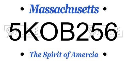 5KOB256 Massachusetts License Plate