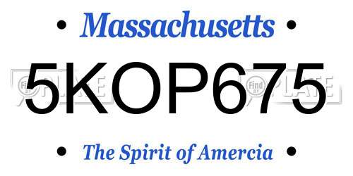 5KOP675 Massachusetts License Plate