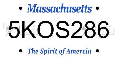 5KOS286 Massachusetts License Plate