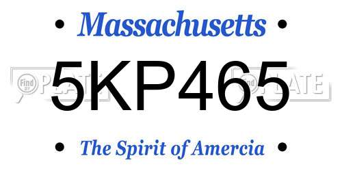 5KP465 Massachusetts License Plate