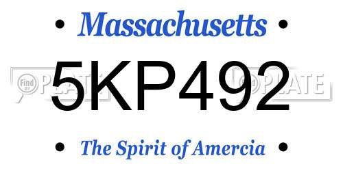 5KP492 Massachusetts License Plate