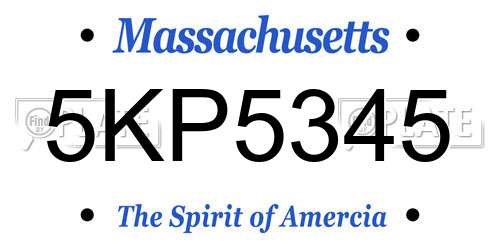 5KP5345 Massachusetts License Plate