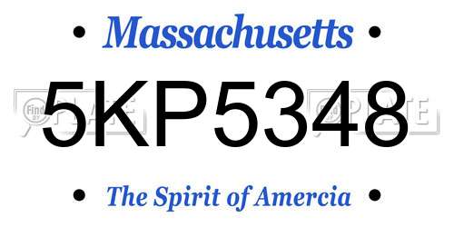 5KP5348 Massachusetts License Plate