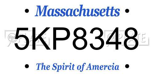 5KP8348 Massachusetts License Plate
