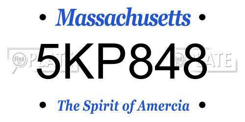 5KP848 Massachusetts License Plate