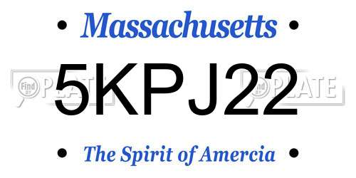 5KPJ22 Massachusetts License Plate
