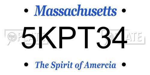 5KPT34 Massachusetts License Plate