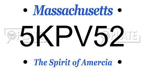 5KPV52 Massachusetts License Plate