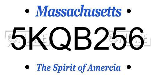 5KQB256 Massachusetts License Plate
