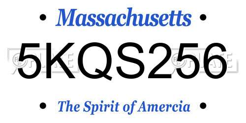 5KQS256 Massachusetts License Plate