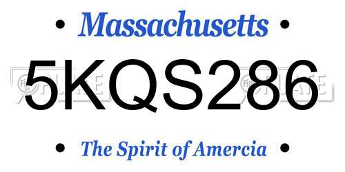 5KQS286 Massachusetts License Plate