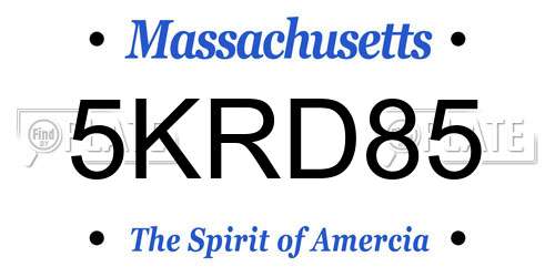 5KRD85 Massachusetts License Plate
