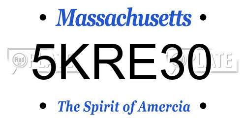 5KRE30 Massachusetts License Plate