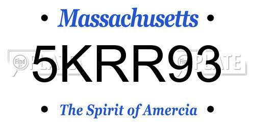 5KRR93 Massachusetts License Plate