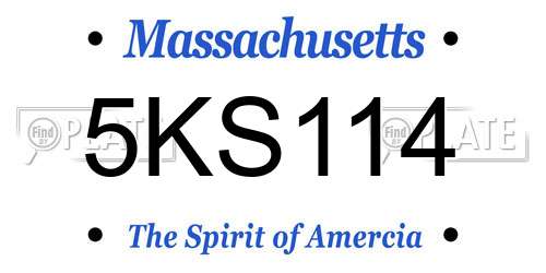 5KS114 Massachusetts License Plate