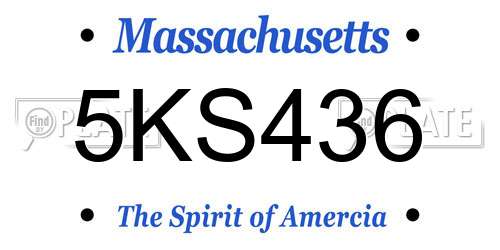 5KS436 Massachusetts License Plate