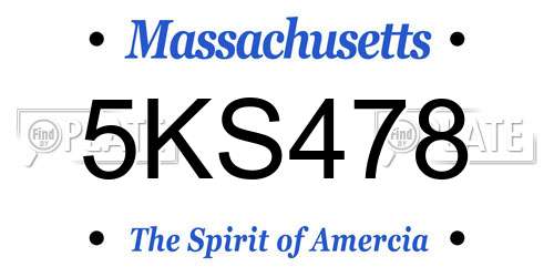 5KS478 Massachusetts License Plate