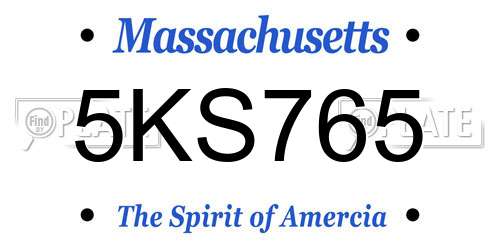 5KS765 Massachusetts License Plate