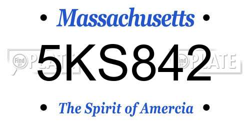 5KS842 Massachusetts License Plate