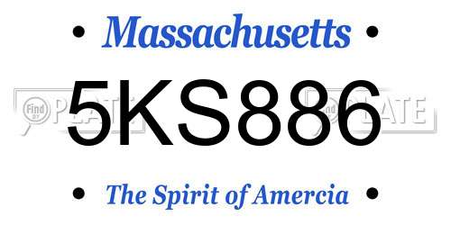 5KS886 Massachusetts License Plate