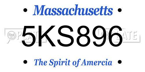 5KS896 Massachusetts License Plate