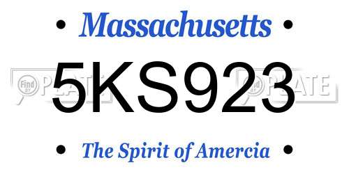 5KS923 Massachusetts License Plate