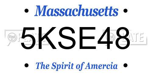 5KSE48 Massachusetts License Plate
