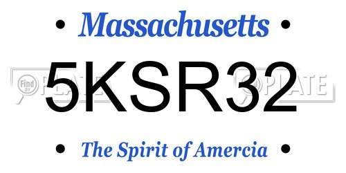5KSR32 Massachusetts License Plate
