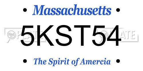 5KST54 Massachusetts License Plate