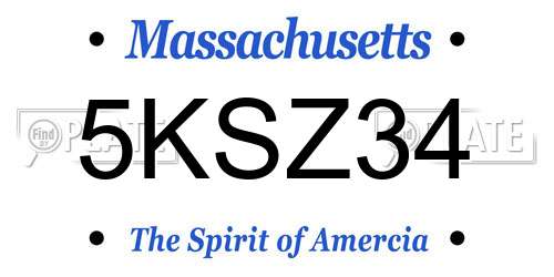 5KSZ34 Massachusetts License Plate
