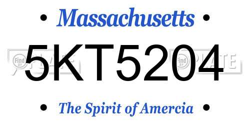 5KT5204 Massachusetts License Plate