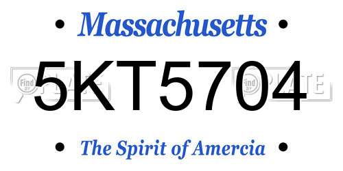 5KT5704 Massachusetts License Plate