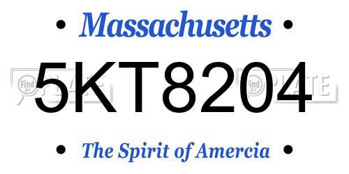 5KT8204 Massachusetts License Plate