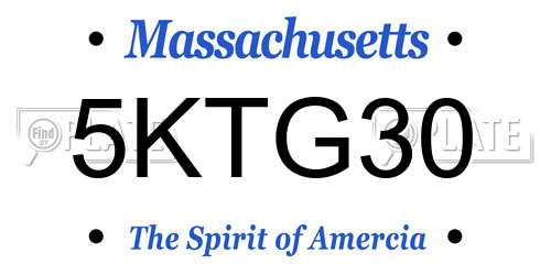 5KTG30 Massachusetts License Plate