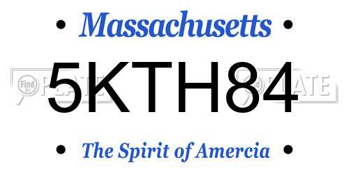 5KTH84 Massachusetts License Plate