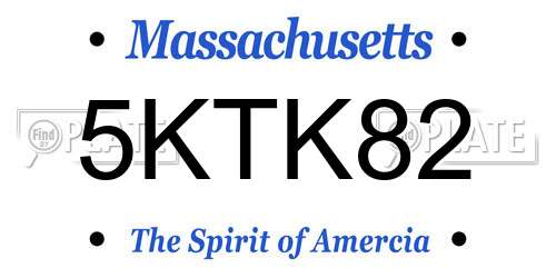 5KTK82 Massachusetts License Plate