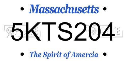 5KTS204 Massachusetts License Plate