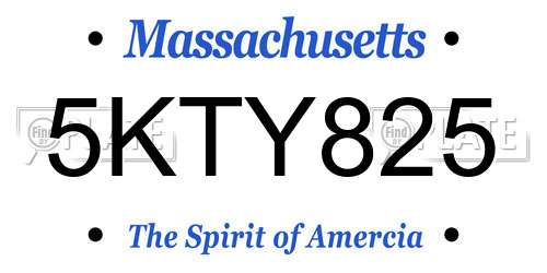 5KTY825 Massachusetts License Plate